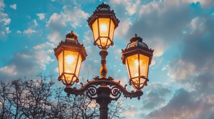 View of lamp post from a low angle