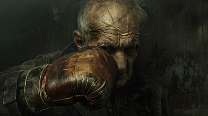 Obraz premium The Definitive Battle Combatant Wearing Boxing Mitts