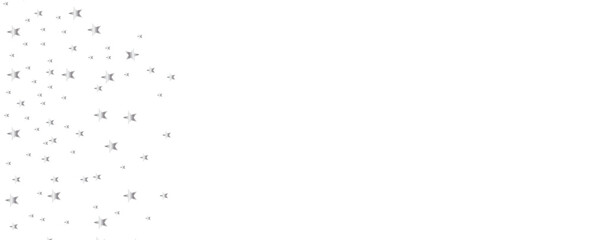 silver stars background, sparkling christmas lights confetti falling isolated on white. magic shining Flying stars glitter cosmic backdrop, sparkle vector border. Vector illustration