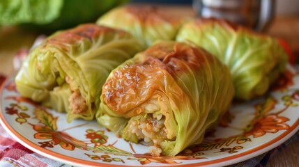 Cabbage rolls made with meat rice and vegetables at home