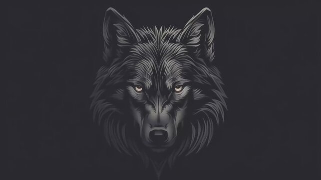 Illustration of a wolf logo on a black background which is very beautiful