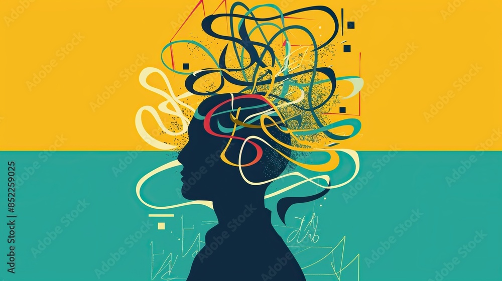 Poster concept of complexity in the human brain is depicted by irregular waves