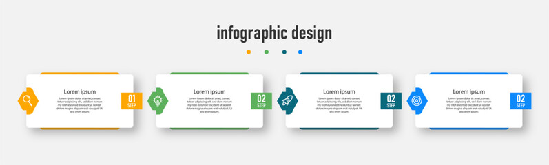 Business infographics template. timeline with 4 steps, options. can be used for workflow diagram, info chart, web design. vector illustration.
