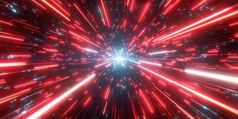 Naklejka premium Hyperspace Journey Through Red and Blue Light Streaks