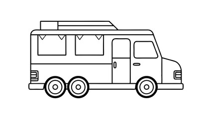 Black Food truck in the white background, serving delicious street food. A food servicing truck in the white background.