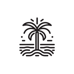 outline Black palm tree icon on white background. Palm tree icon.