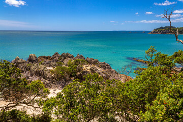 Landscape Scenery of Mount Maunganui Beach, Tauranga - New Zealand; Rocky Part of the Beach