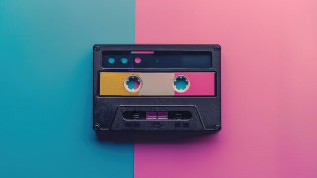 Cassette tape with retro colors and customizable design space
