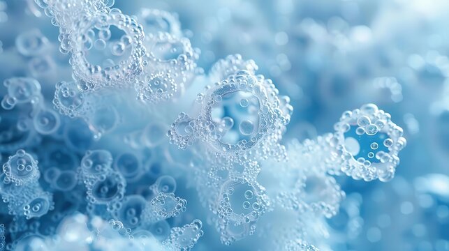 Cryo electron imaging, frozen samples, cool white and blue hues