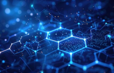 Abstract Blue Hexagon Network