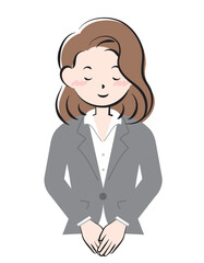 お辞儀をするスーツ姿の女性　上半身