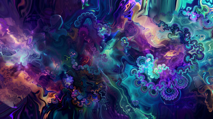 A dazzling psychedelic background depicting a kaleidoscopic ocean abyss with vibrant colors , abstract psychedelic wallpaper