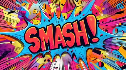 Fototapeta premium Vibrant Pop Art Explosion: Smash! Comic Style Artwork