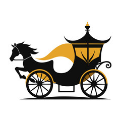 vintage carriage silhouette, vintage carriage, horse carriage illustration, carriage with horse, horse carriage, horse and carriage,  vector illustration, carriage silhouette logo design isolated 