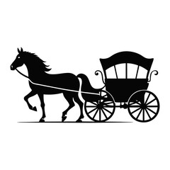 vintage carriage silhouette, vintage carriage, horse carriage illustration, carriage with horse, horse carriage, horse and carriage,  vector illustration, carriage silhouette logo design isolated 