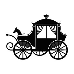 Fototapeta premium vintage carriage silhouette, vintage carriage, horse carriage illustration, carriage with horse, horse carriage, horse and carriage, vector illustration, carriage silhouette logo design isolated 