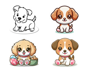 Cute Puppy Vector Style Shilhouette With White Background.eps