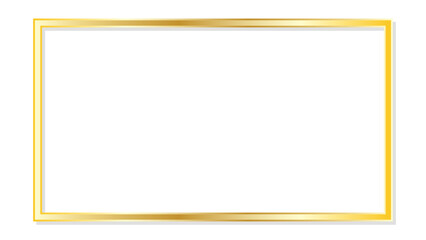 Rectangle vintage gold frame for web presentation, double line horizontal border in oriental style for work project, png. Stylish gold frame. square, circle border collection