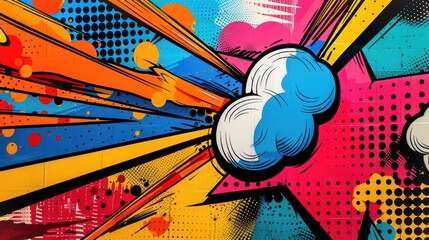 Vibrant Pop Art Explosion with Bold Colors and Dynamic Patterns