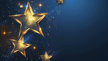 A star is surrounded by a blue background with gold stars