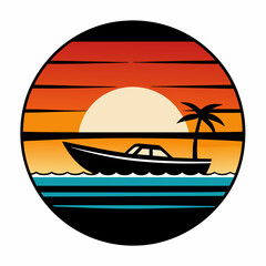 Fototapeta premium retro sunset vector artwork and svg