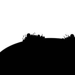 Silhouette Grass Mound Background Vector Hand drawn 