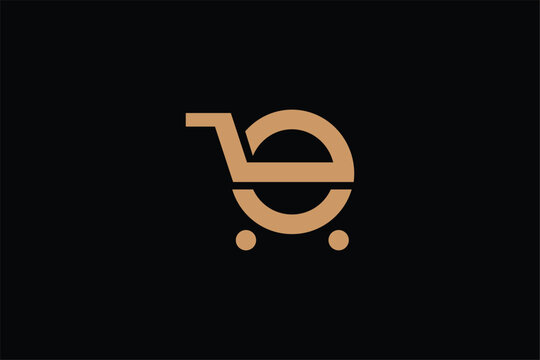 E letter shopping cart iconic logo, letter E ecommerce logo, E shopping cart logo letter, e letter shopping bag logo, letter E Shopping trolley logo design