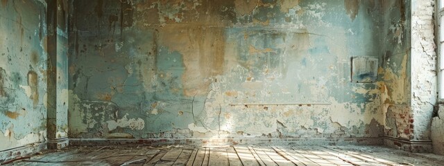 An old, empty room with barren walls.