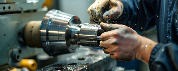 Skilled Machinist Operating Lathe to Create Precision Mold for Industrial Production.