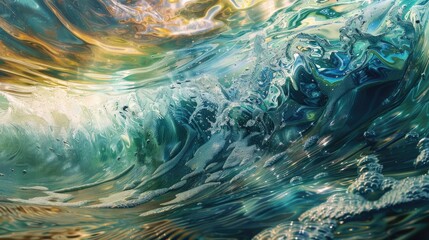 Beneath the surface the sea waves move gracefully in the mesmerizing world of the ocean celebrating World Ocean Day