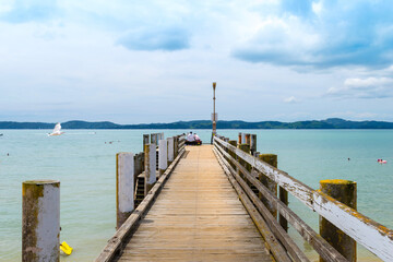 Fototapeta premium Small Wharf at Maraetai Beach, Auckland New Zealand