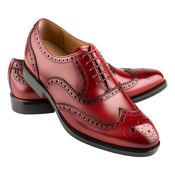 Brogue shoe in a crimson color that looks elegant and contemporary.