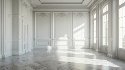 Emphasize the emptiness of a room with stark, white walls.