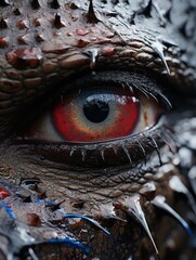 a close up of the eye of a dragon
