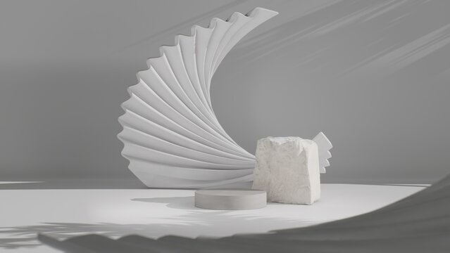 3d Rendering backdrop of rocks and shade trees. For assembling product images