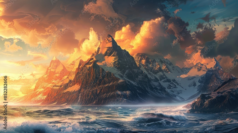 Wall mural Stunning and captivating mountain and seascape scenery