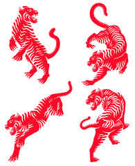 Premium illustration of a red tiger. Colors can be edited again