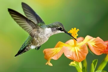 Fototapeta premium hummingbird feeding a flower