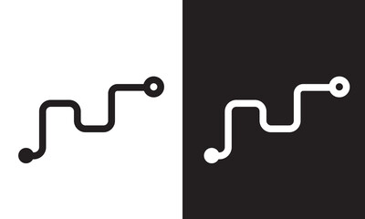 Route start and finish point different style icon set.  isolated on white and black background. EPS 10