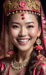 Portrait of An Asian Woman With a Sweet Smile, Generative Ai