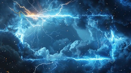 Fototapeta premium Electric Storm in a Cloudy Sky with Frame of Lightning Strikes Creating a Surreal Atmosphere