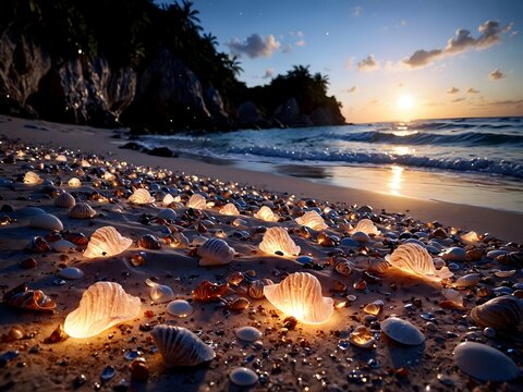 Beach snd Glowing shells