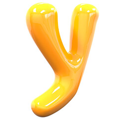 y Font Yellow Color 3D Render