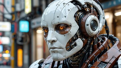 Fototapeta premium Close-up Portrait of a Futuristic Android.