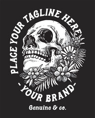 Skull Flower Dishonor Vector Illustration