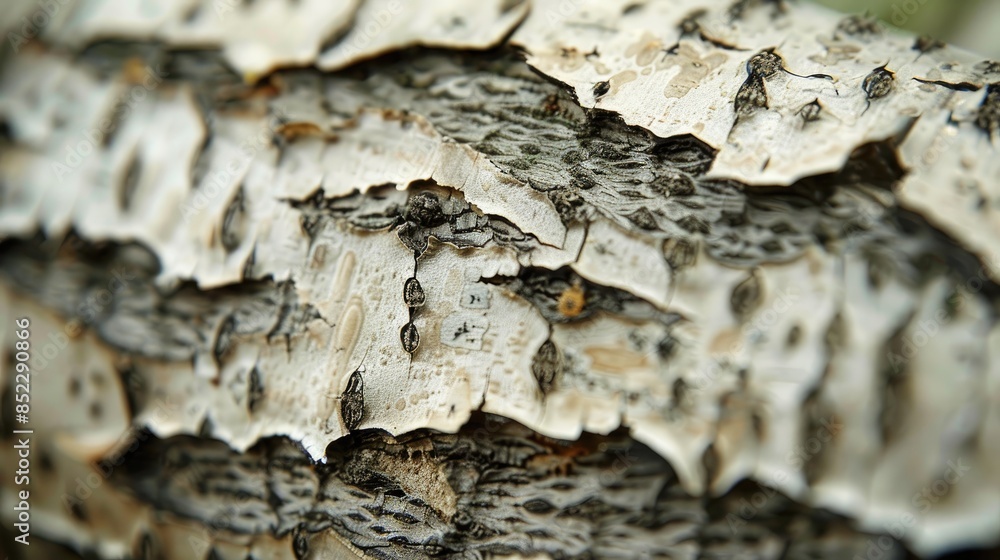 Poster close up of birch bark pattern and structure