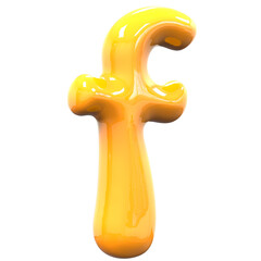 f Font Yellow Color 3D Render