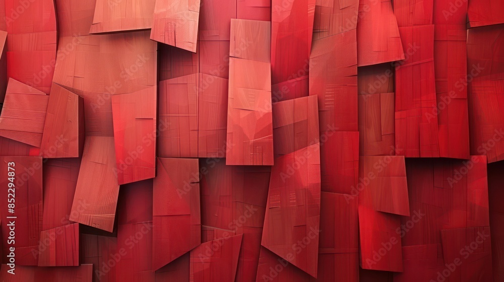 Poster a full-frame image showcasing a pattern of various red geometric shapes giving a textured, artistic 