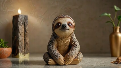 Sloth Figurine in Meditation Pose.
