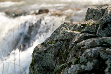 rock on the waterfall
